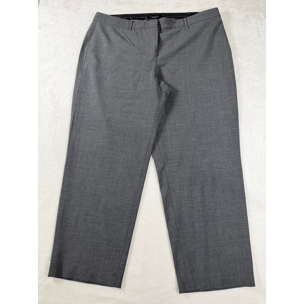 Talbots Signature Pants Women 16 Grey Heathered Straight Wool Blend Professional - Picture 2 of 9